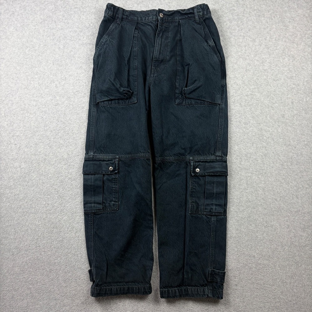 We The Free People Jeans Womens 27 Black Marx Slouchy Cargo Elastic High Rise